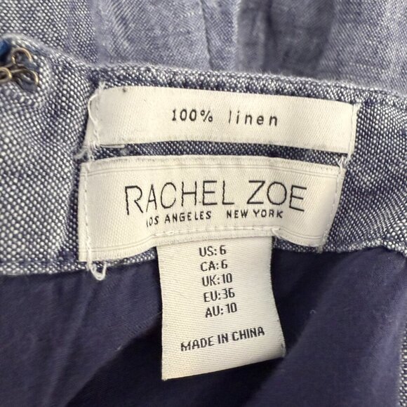 Rachel Zoe Blue Linen Wide Leg Jumpsuit - Picture 10 of 11